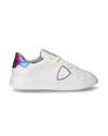 Women's Temple Low-Top Sneakers in Leather, White Multi Philippe Model - 1