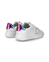 Zapatilla Temple para mujer de caña baja en piel - Blanco y multicolor Philippe Model - 3