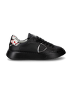 Women's Temple Low-Top Sneakers in Leather, Black Black Philippe Model