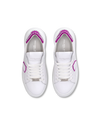 Flache Temple Sneakers für Damen aus Leder mit Steinen – Weiß und Fuchsia Philippe Model - 4
