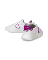 Women's Temple Low-Top Sneakers in Leather And Stones, White Fuchsia Philippe Model - 6