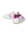 Flache Temple Sneakers für Damen aus Leder mit Steinen – Weiß und Fuchsia Philippe Model - 6