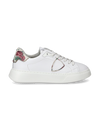 Sneakers Temple da Donna Bianche e Rosa in Pelle Philippe Model