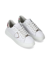 Flache Temple Sneakers für Damen aus Leder mit Print-Details – Weiß und Pink Philippe Model - 2