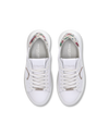 Flache Temple Sneakers für Damen aus Leder mit Print-Details – Weiß und Pink Philippe Model - 4