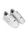 Sneakers Temple da Donna Bianche e Blu in Pelle Morbida Philippe Model - 2