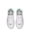 Women's Temple Low-Top Sneakers in Leather, Turquoise Green White Philippe Model - 4