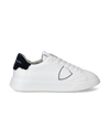 Men's Temple Low-Top Sneakers in Leather And Wool, White Blue Philippe Model