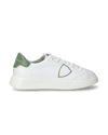 Flache Temple Sneakers für Herren aus Leder – Weiß und Grün Philippe Model