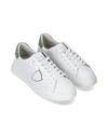 Flache Temple Sneakers für Herren aus Leder – Weiß und Grün Philippe Model