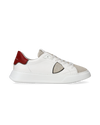 Baskets casual Temple homme en cuir, blanc et rouge Philippe Model