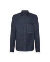 Men's Shirt in Denim And Leather, Blue Philippe Model