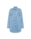 Women's Shirt in Denim And Leather, Light Blue Philippe Model