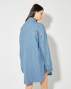 Women's Shirt in Denim And Leather, Light Blue Philippe Model - 4