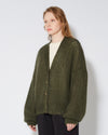 Women's Cardigan in Mohair Wool, Military Green Philippe Model - 3