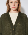 Women's Cardigan in Mohair Wool, Military Green Philippe Model - 6