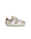 Baby Paris Low-Top Sneakers in Leather, White Gold Philippe Model