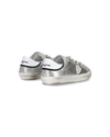 Flache Baby Paris Sneakers aus Leder – Silber Philippe Model