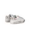 Baby Paris Low-Top Sneakers in Leather And Stones, White Gray Philippe Model - 3