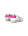 Flache Baby Paris Sneakers aus Leder – Weiß und Fuchsia Philippe Model - 3