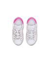 Baby Paris Low-Top Sneakers in Leather, White Fuchsia Philippe Model - 4