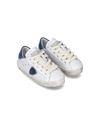 Zapatilla Paris Baby en piel - Azul y blanco Philippe Model