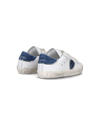 Sneakers da Bambini Prsx basse Bianche e Blu in Pelle Philippe Model - 3