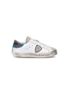 Baby Paris Sneakers in Leather And Nylon, Silver White Philippe Model - 1