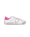 Flache Junior Paris Sneakers aus Leder – Weiß und Fuchsia Philippe Model