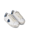 Flache Junior Paris Sneakers aus Leder – Blau und Weiß Philippe Model