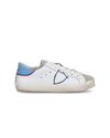 Junior Paris Low-Top Sneakers in Leather, White Ligh Blue Philippe Model