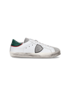 Zapatilla Paris Junior de caña baja en piel - Blanco y verde Philippe Model - 1