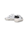 Zapatilla Paris Sportif Baby de caña baja en piel - Blanco y plateado Philippe Model - 6