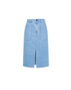 Women's Skirt in Denim And Leather, Light Blue Philippe Model