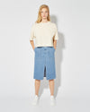 HIGH WAISTED SKIRTS DENIM AND LEATHER WOMEN LIGHT BLUE Philippe Model - 3