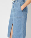 Women's Skirt in Denim And Leather, Light Blue Philippe Model - 6