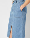HIGH WAISTED SKIRTS DENIM AND LEATHER WOMEN LIGHT BLUE Philippe Model - 6