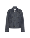 Women's Jacket in Denim And Leather, Blue Philippe Model