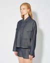 Women's Jacket in Denim And Leather, Blue Philippe Model - 3