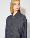 OVERSIZE JACKETS DENIM AND LEATHER WOMEN BLUE Philippe Model - 5