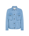 Men's Jacket in Denim And Leather, Light Blue Philippe Model