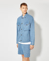 Veste en jean et cuir homme, bleu clair Philippe Model - 3
