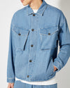 Veste en jean et cuir homme, bleu clair Philippe Model - 5