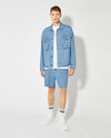 Men's Jacket in Denim And Leather, Light Blue Philippe Model - 6