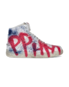 Sneakers Streetwear La Grande Women, Leather - Blanc Rouge Bleu Philippe Model