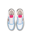 Sneaker streetwear Lyon da donna in pelle riciclata - Bianco e azzurro Philippe Model - 4