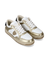 Women's Lyon Low-Top Sneakers in Recycled Leather, White Gold Philippe Model