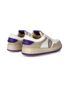 Zapatilla Lyon para mujer de caña baja en piel reciclada - Blanco y morado Philippe Model - 3