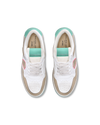 Flache Lyon Sneakers für Damen aus recyceltem Leder – Türkis, Grün und Weiß Philippe Model - 4