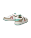 Women's Lyon Low-Top Sneakers in Recycled Leather, Turquoise Green White Philippe Model - 6